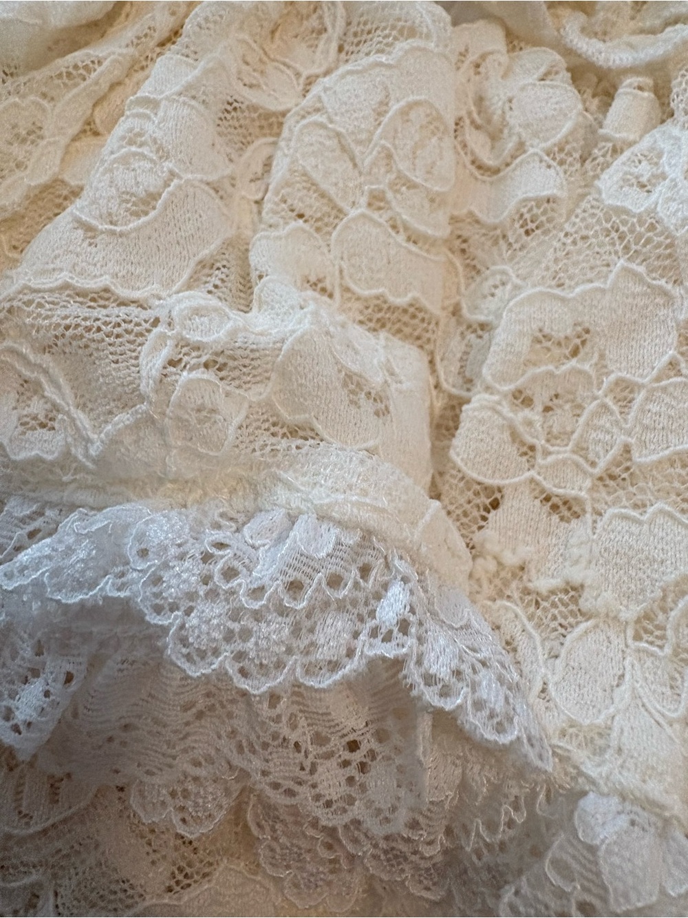 MAJORELLE Ivory Lace Tiered Mini Skirt /Revolve | Size S - Picture 7 of 11